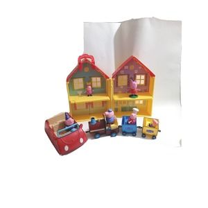 Peppa Pig Lot Train Car House 6 Figures
